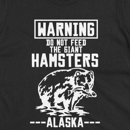 Funny Alaska Bear Warning Sign Shirt T-Shirt – Black – Alaska Cruise Shirts Close Up