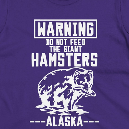 Funny Alaska Bear Warning Sign Shirt T-Shirt – Purple – Alaska Cruise Shirts Close Up