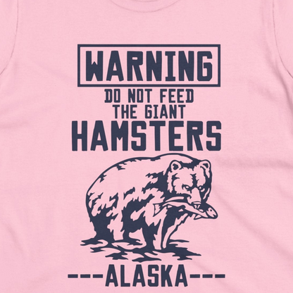 Funny Alaska Bear Warning Sign Shirt T-Shirt – Light Pink – Alaska Cruise Shirts Close Up