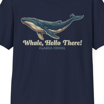Whale Hello There Alaska Cruise Shirt T-Shirt – Navy – Alaska Cruise Shirts Close Up