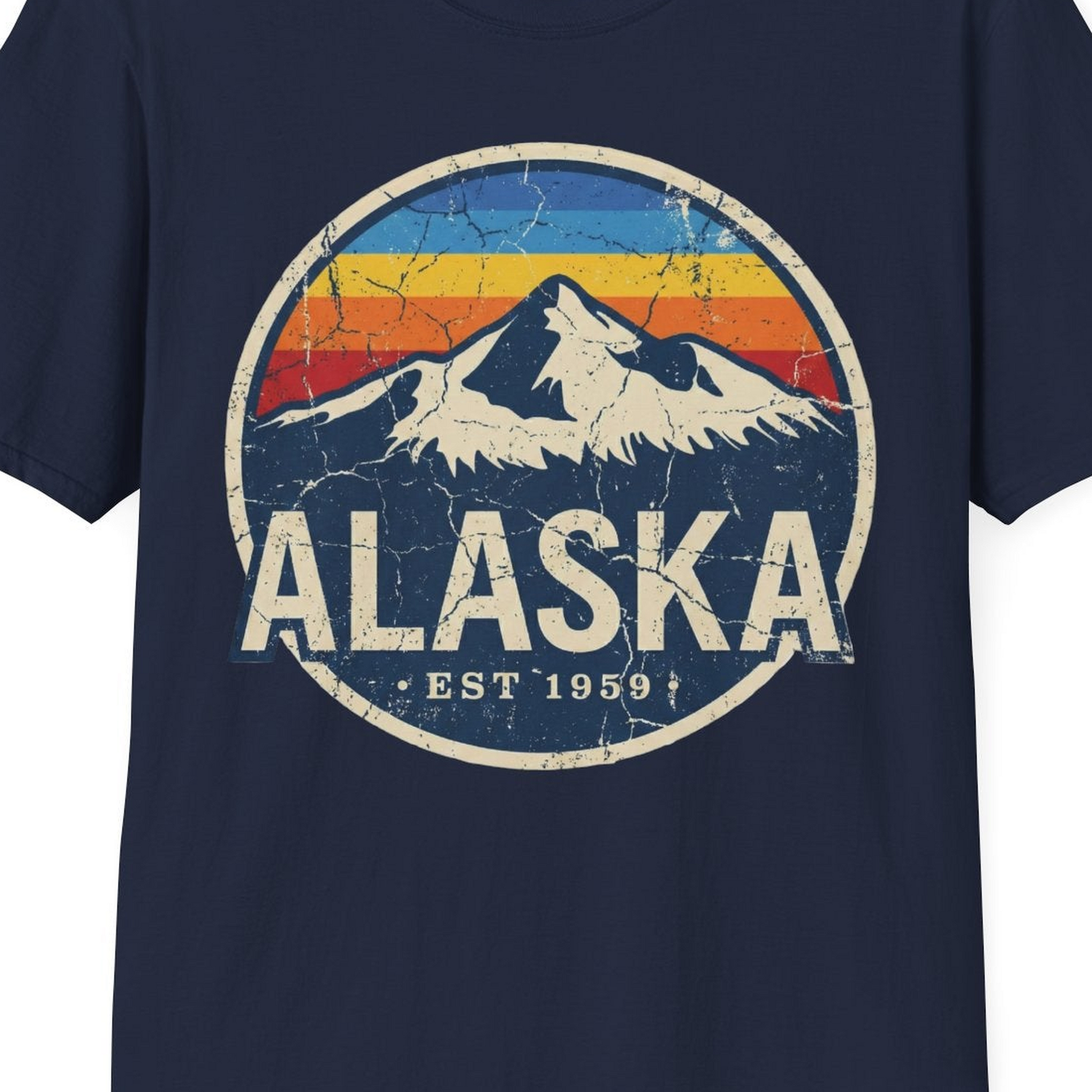 Alaska Vintage Shirt T-Shirt – Navy – Alaska Cruise Shirts Close Up