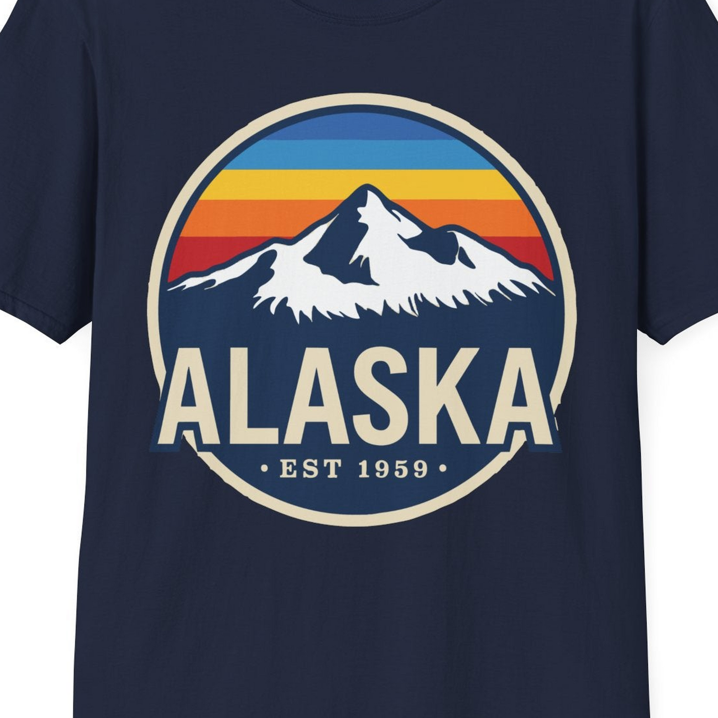 Alaska Vintage Shirt T-Shirt – Navy – Alaska Cruise Shirts Close Up