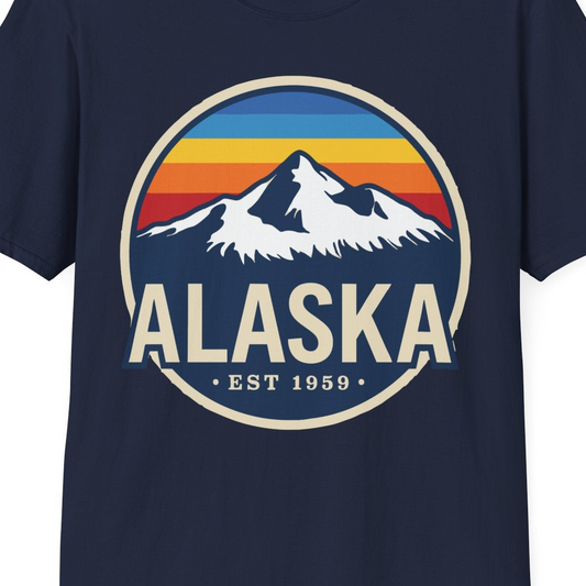 Alaska Vintage Shirt T-Shirt – Navy – Alaska Cruise Shirts Close Up
