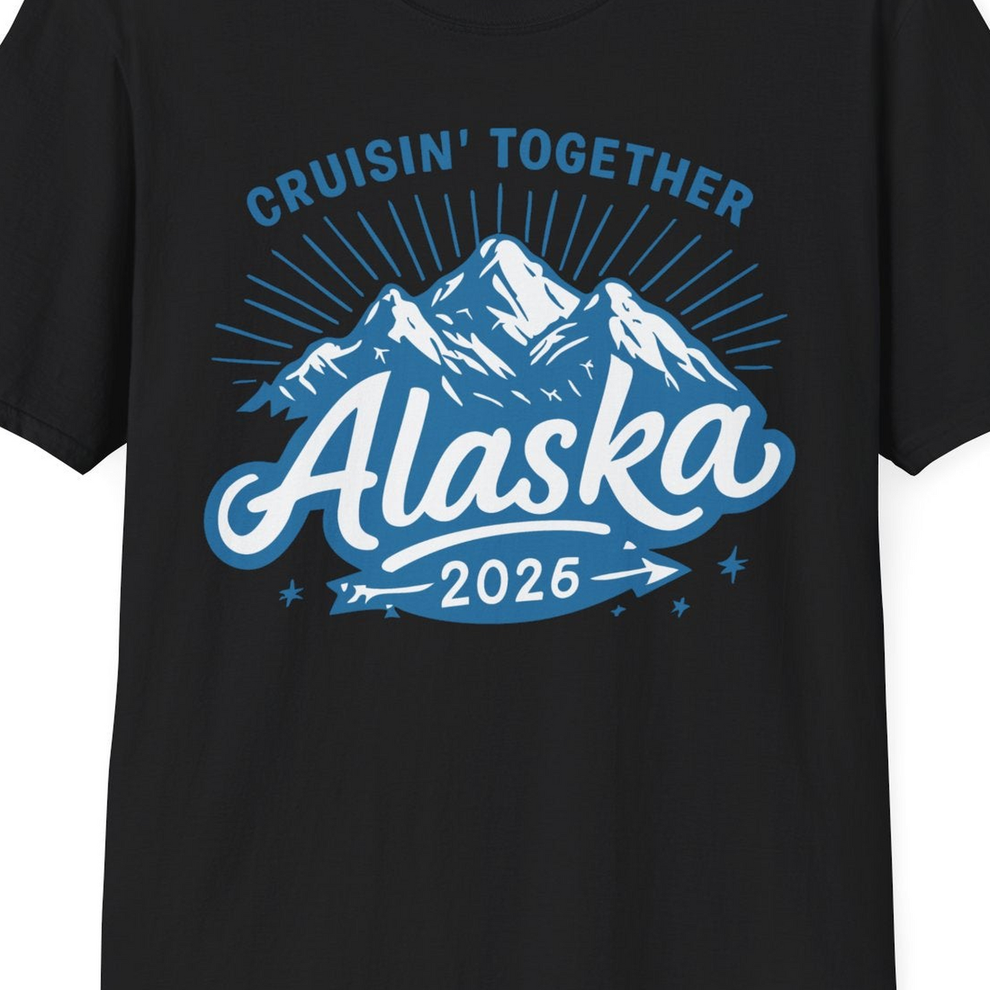 Alaska Cruise Mountains Adventure Shirt T-Shirt – Black – Alaska Cruise Shirts Close Up