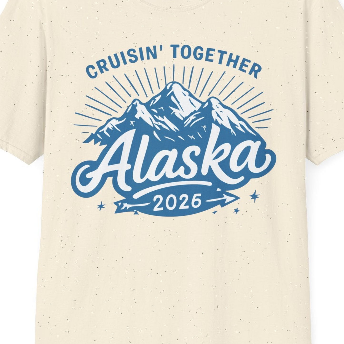 Alaska Cruise Mountains Adventure Shirt T-Shirt – Natural – Alaska Cruise Shirts Close Up