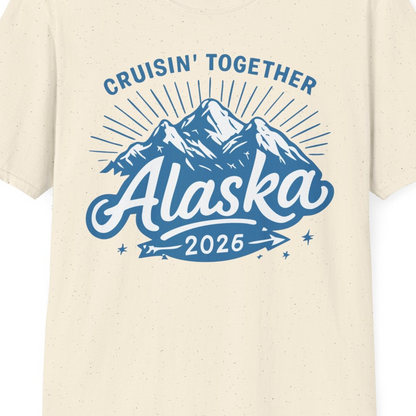 Alaska Cruise Mountains Adventure Shirt T-Shirt – Natural – Alaska Cruise Shirts Close Up