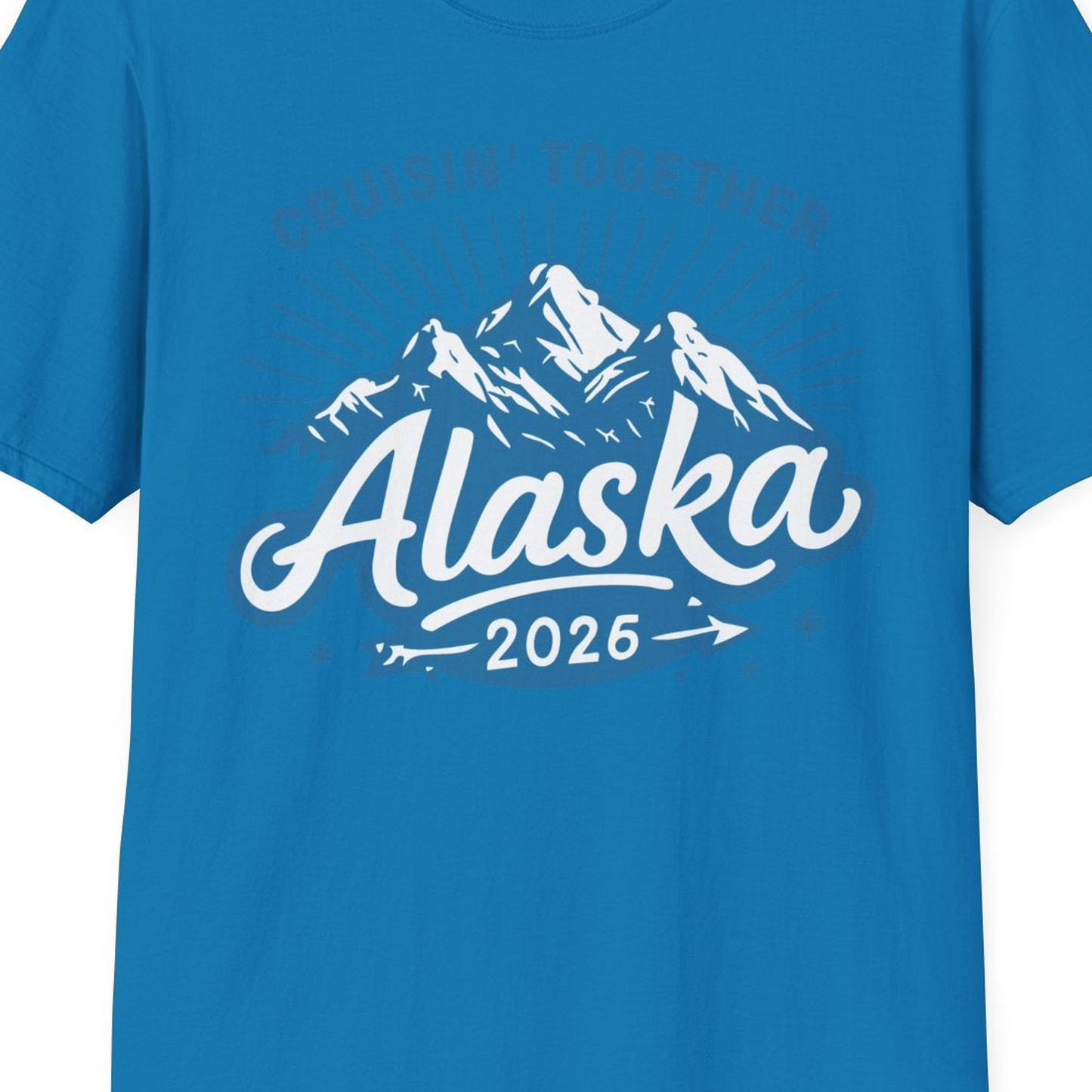 Alaska Cruise Mountains Adventure Shirt T-Shirt – Sapphire – Alaska Cruise Shirts Close Up