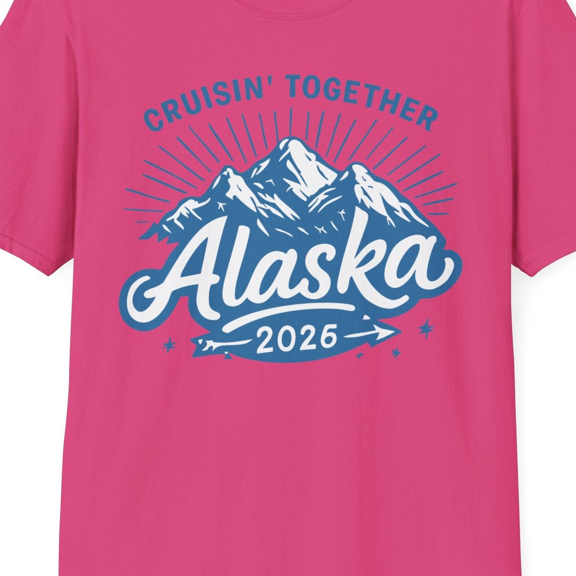 Alaska Cruise Mountains Adventure Shirt T-Shirt – Heliconia – Alaska Cruise Shirts Close Up