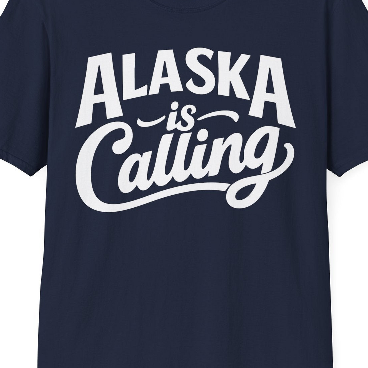 Alaska Is Calling Shirt T-Shirt – Navy – Alaska Cruise Shirts Close Up