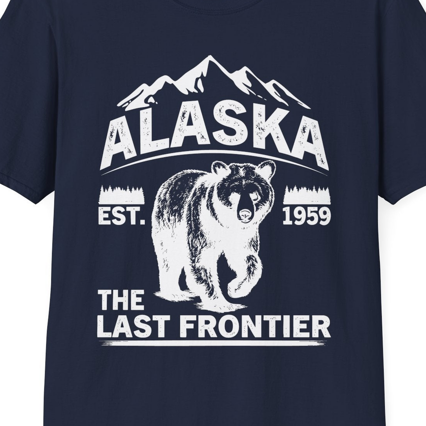Alaska Bear Shirt T-Shirt – Navy – Alaska Cruise Shirts Close Up