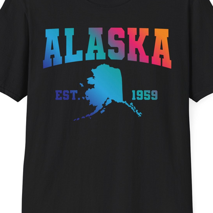 Retro Alaska Est 1959 Shirt T-Shirt – Black – Alaska Cruise Shirts Close Up