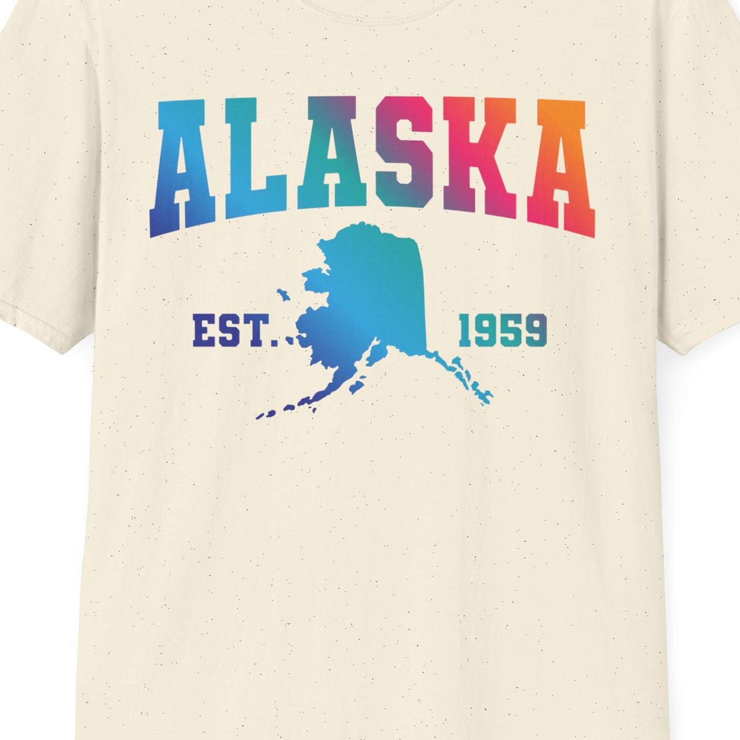 Retro Alaska Est 1959 Shirt T-Shirt – Natural – Alaska Cruise Shirts Close Up