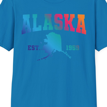 Retro Alaska Est 1959 Shirt T-Shirt – Sapphire – Alaska Cruise Shirts Close Up