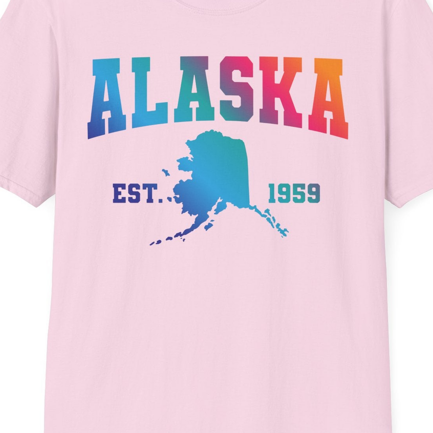 Retro Alaska Est 1959 Shirt T-Shirt – Light Pink – Alaska Cruise Shirts Close Up