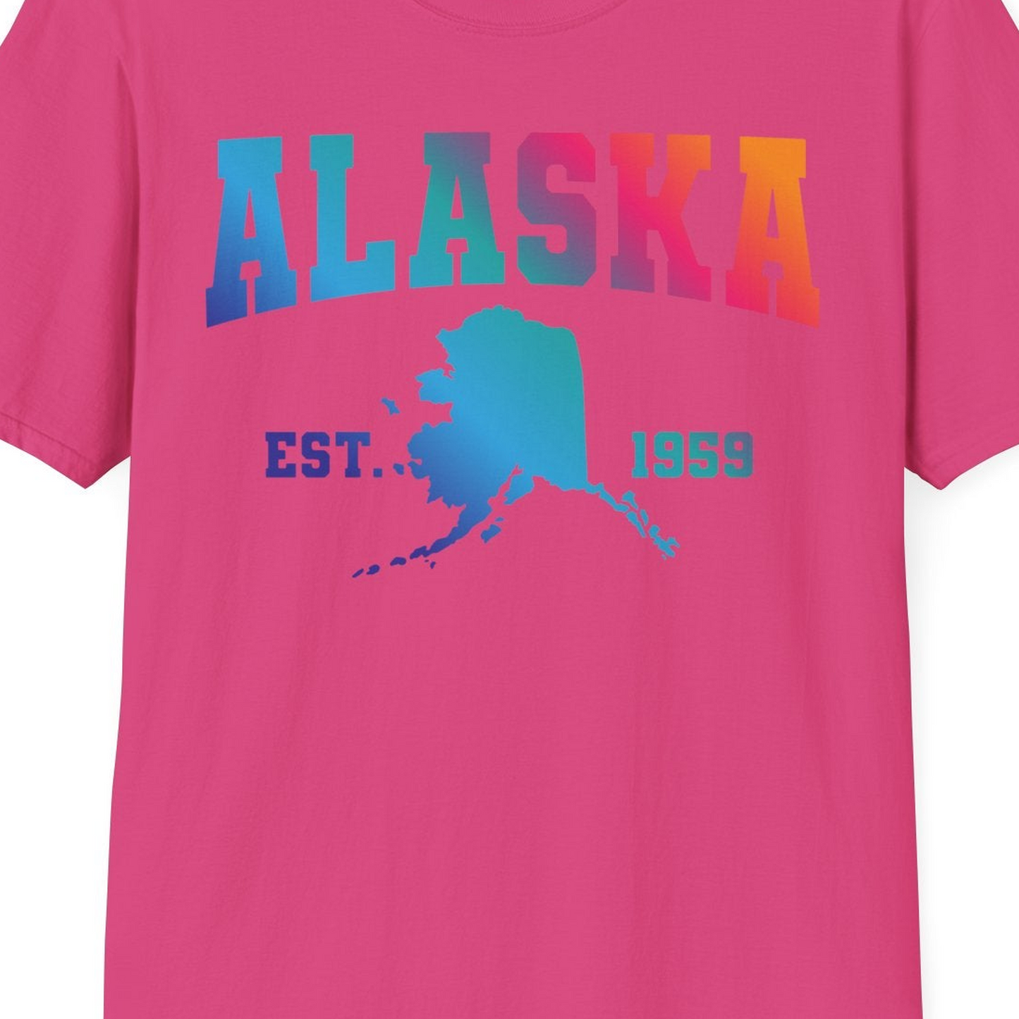 Retro Alaska Est 1959 Shirt T-Shirt – Heliconia – Alaska Cruise Shirts Close Up