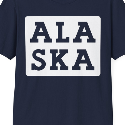 Bold Alaska Block Text Shirt T-Shirt – Navy – Alaska Cruise Shirts Close Up