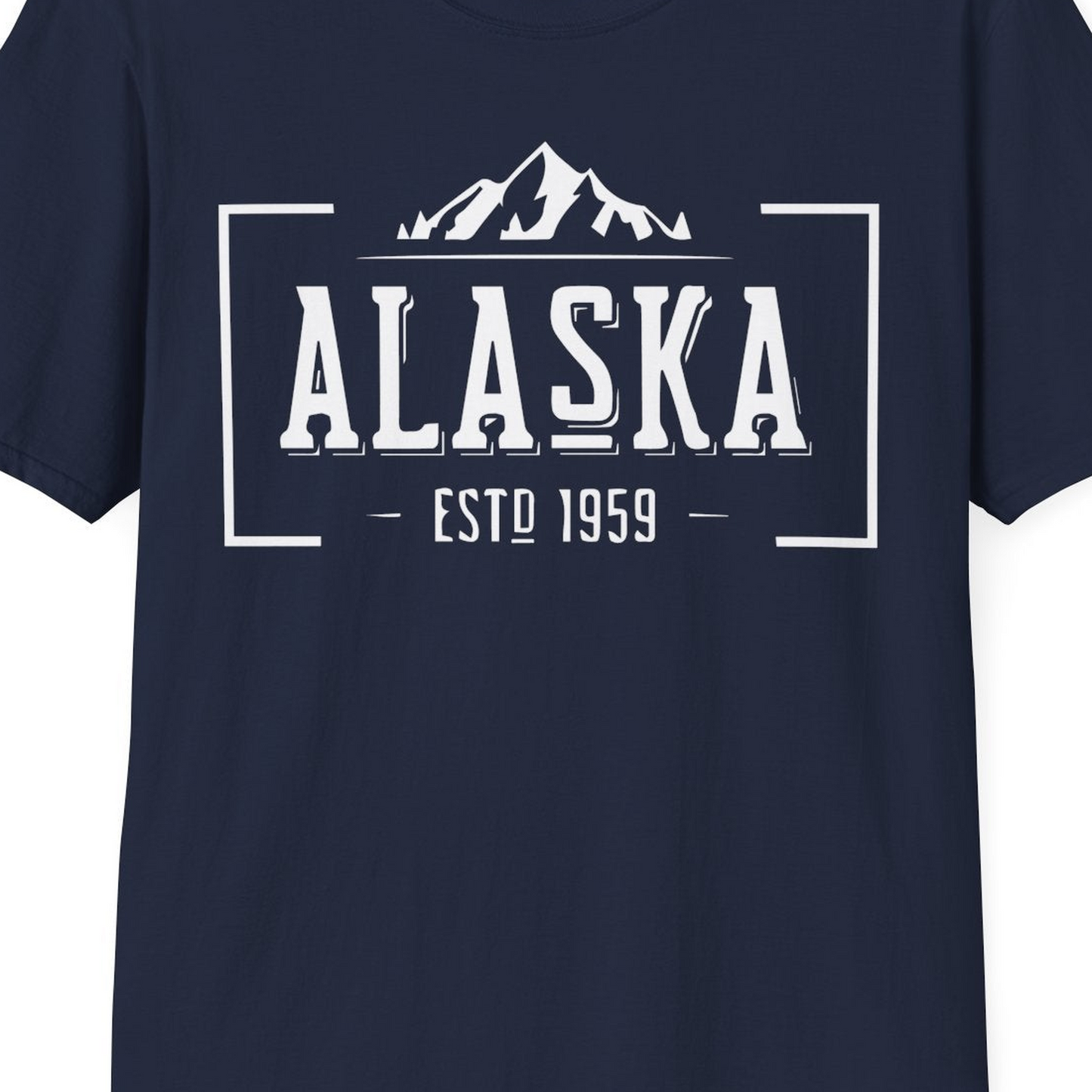 Vintage Alaska Estd 1959 Shirt T-Shirt – Navy – Alaska Cruise Shirts Close Up