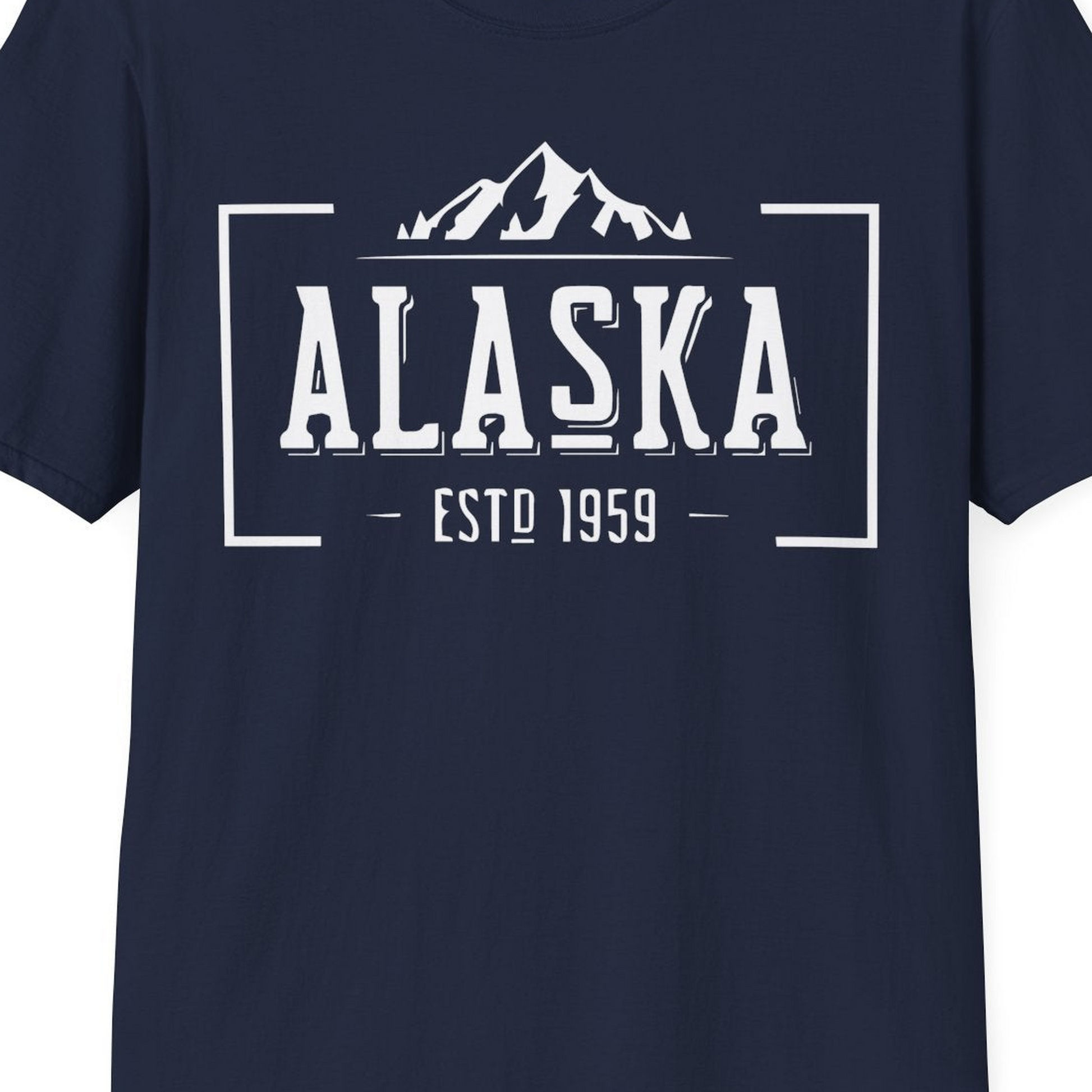Vintage Alaska Estd 1959 Shirt T-Shirt – Navy – Alaska Cruise Shirts Close Up