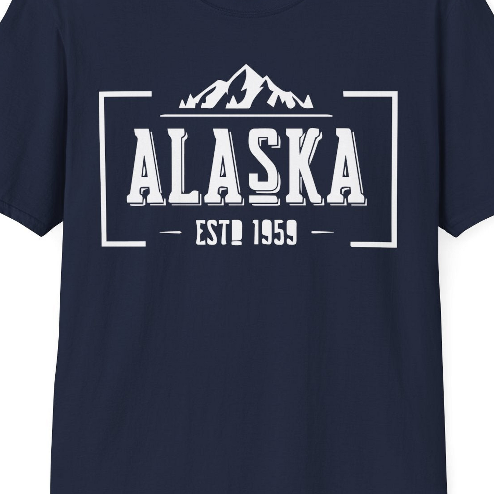 Alaska Mountain Vintage Shirt T-Shirt – Navy – Alaska Cruise Shirts Close Up