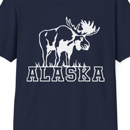 Alaska Moose Silhouette Shirt T-Shirt – Navy – Alaska Cruise Shirts Close Up