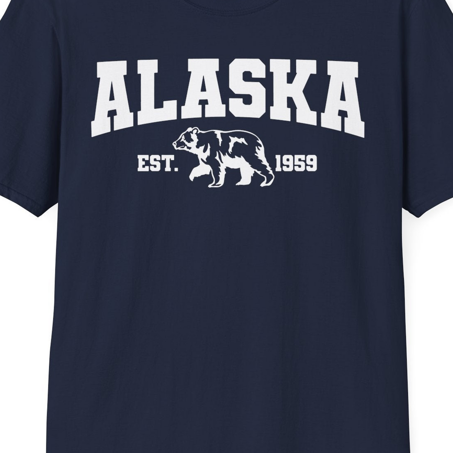 Vintage Alaska Bear Shirt T-Shirt – Navy – Alaska Cruise Shirts Close Up
