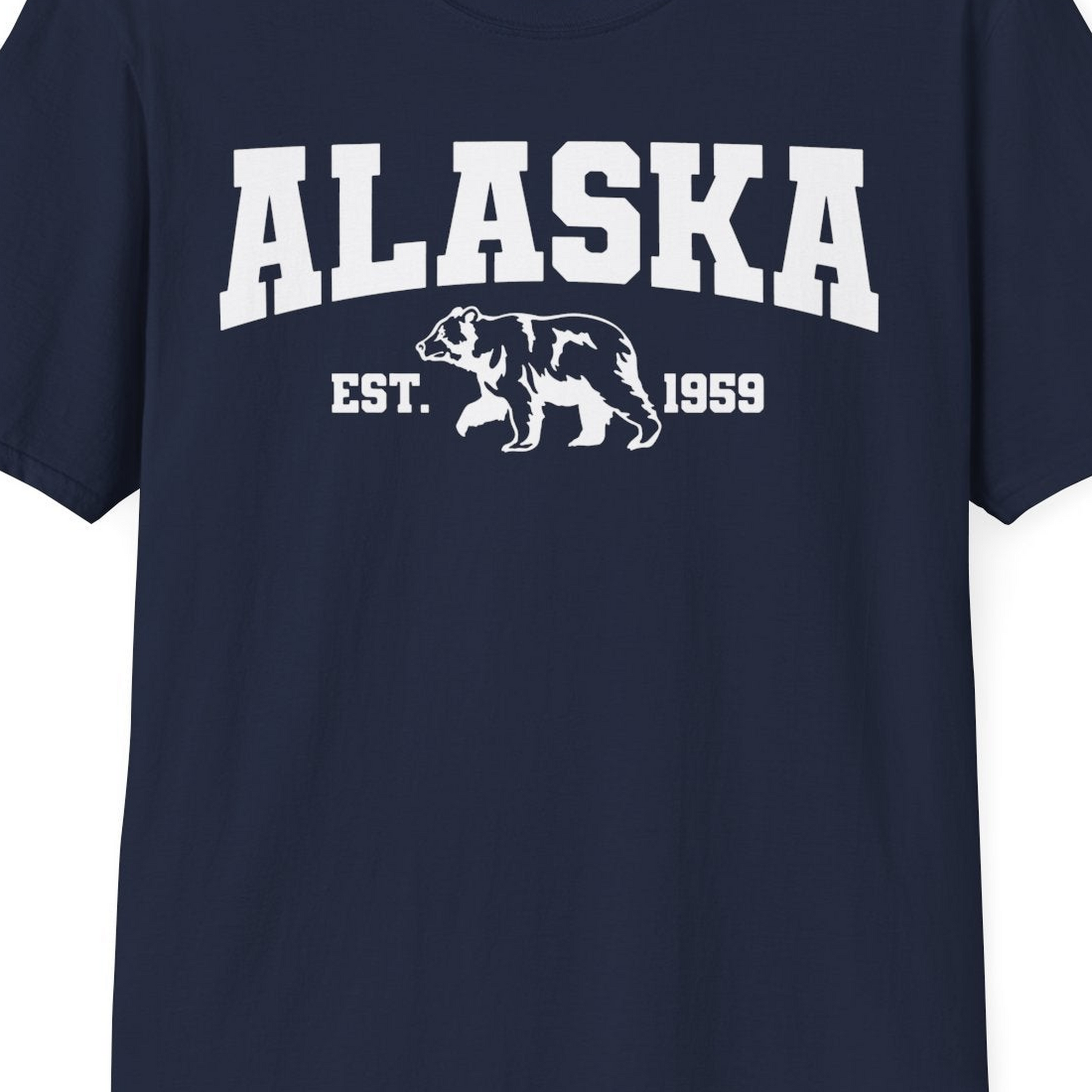 Vintage Alaska Bear Shirt T-Shirt – Navy – Alaska Cruise Shirts Close Up
