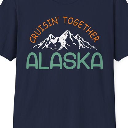 Cruisin Together Alaska Mountain Adventure Cruise Graphic Shirt — T-Shirt T-Shirt – Navy – Alaska Cruise Shirts Close Up