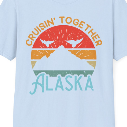 Retro Alaska Cruise Shirt T-Shirt – Light Blue – Alaska Cruise Shirts Close Up