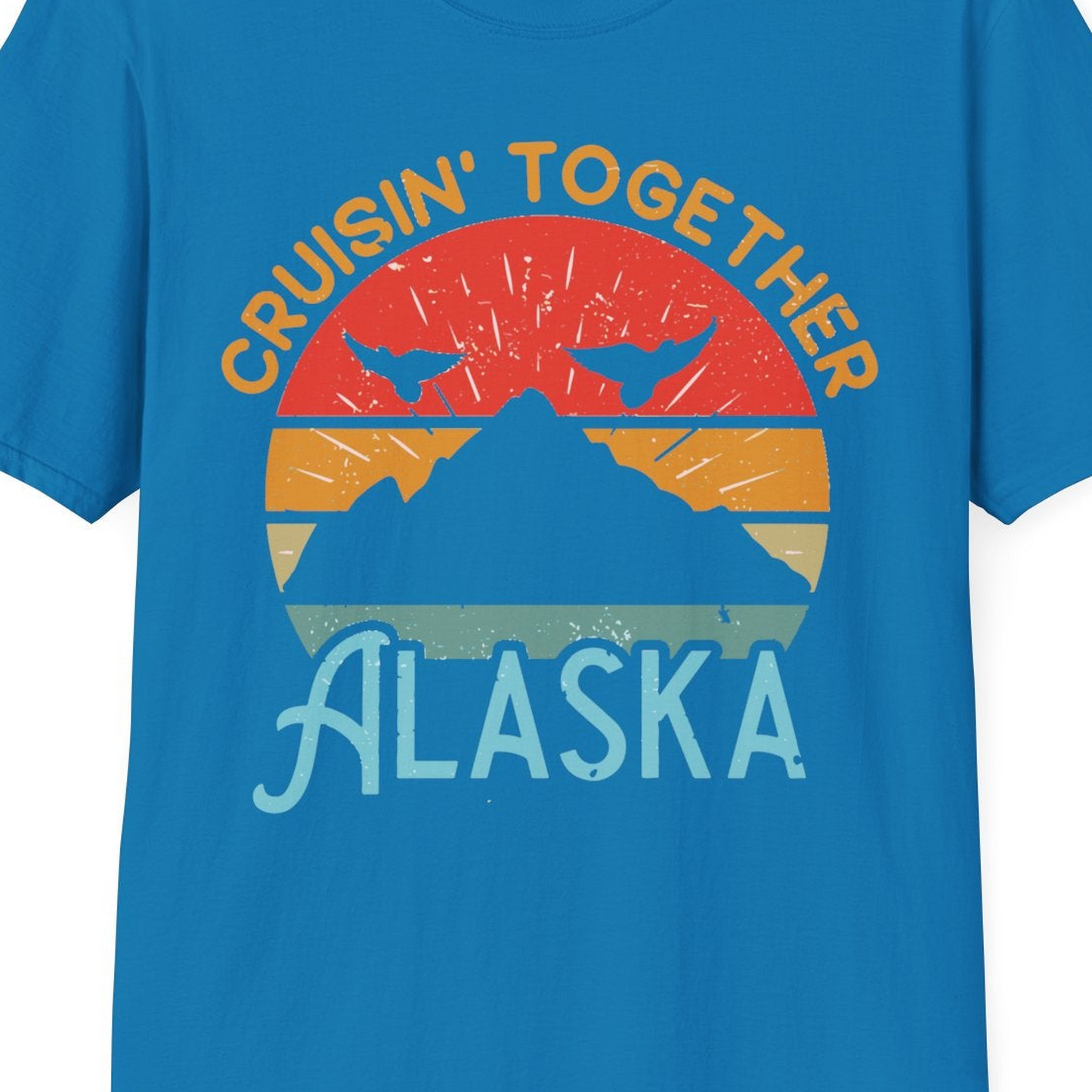 Retro Alaska Cruise Shirt T-Shirt – Sapphire – Alaska Cruise Shirts Close Up