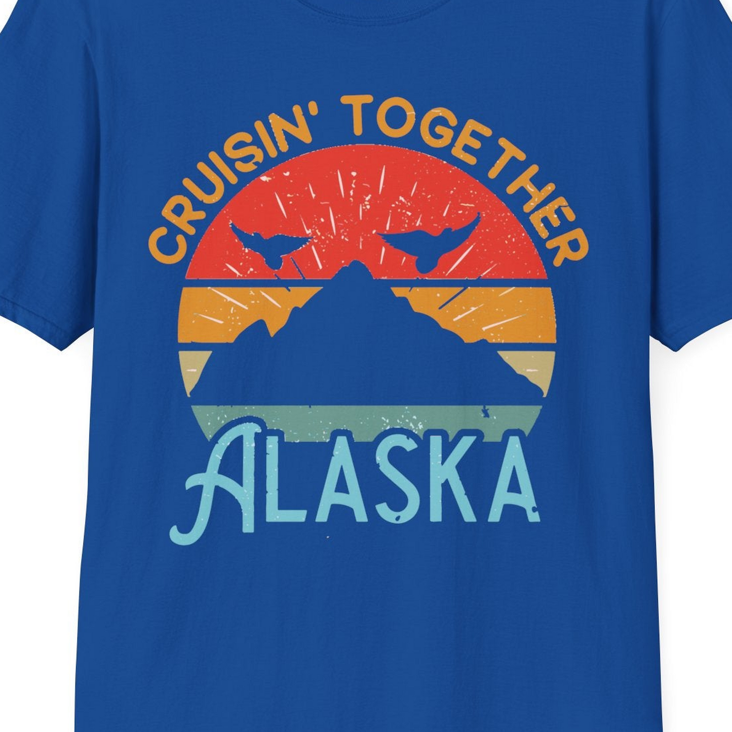 Retro Alaska Cruise Shirt T-Shirt – Royal – Alaska Cruise Shirts Close Up