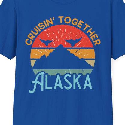 Retro Alaska Cruise Shirt T-Shirt – Royal – Alaska Cruise Shirts Close Up