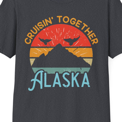Retro Alaska Cruise Shirt T-Shirt – Dark Heather Grey – Alaska Cruise Shirts Close Up