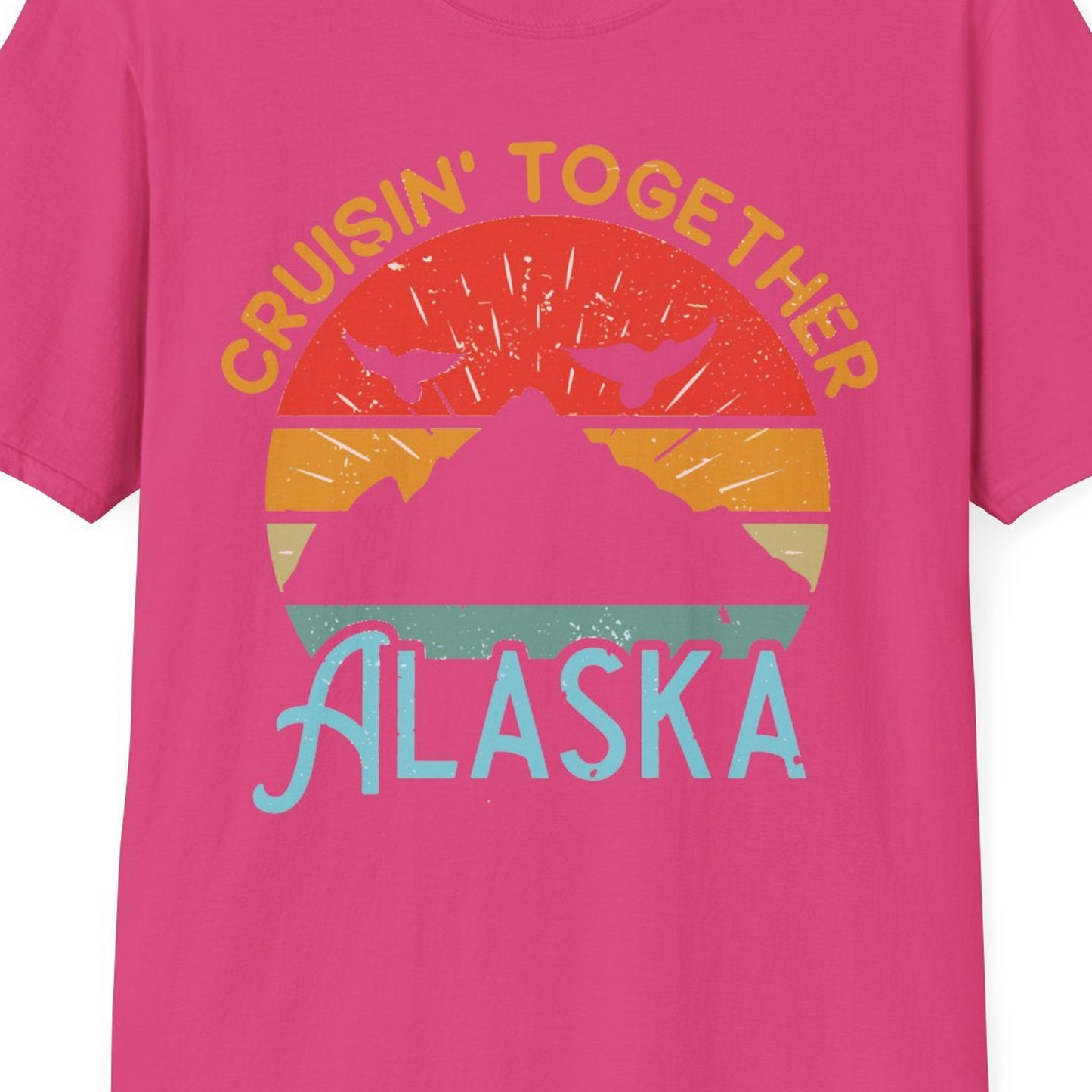 Retro Alaska Cruise Shirt T-Shirt – Heliconia – Alaska Cruise Shirts Close Up