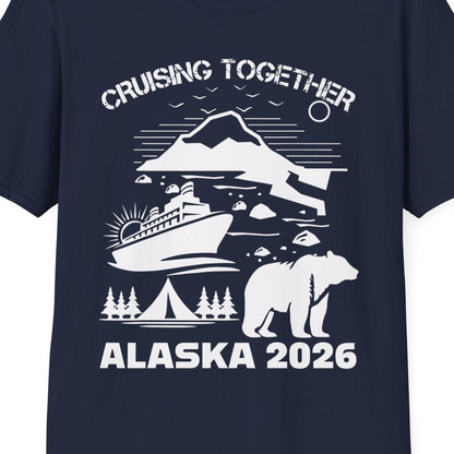 Alaska Cruise 2026 Family Adventure Bear Mountain Nature Shirt — T-Shirt T-Shirt – Navy – Alaska Cruise Shirts Close Up
