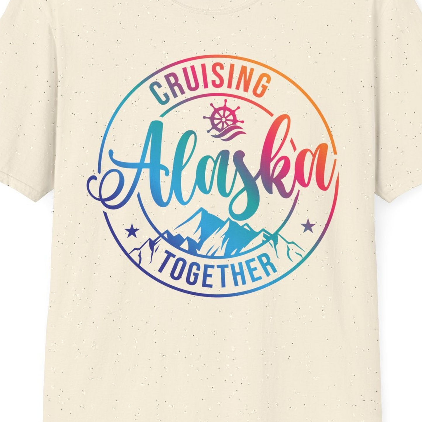 Cruising Alaska Together Shirt T-Shirt – Natural – Alaska Cruise Shirts Close Up