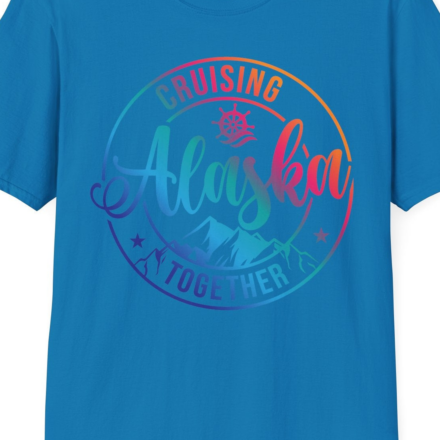 Cruising Alaska Together Shirt T-Shirt – Sapphire – Alaska Cruise Shirts Close Up