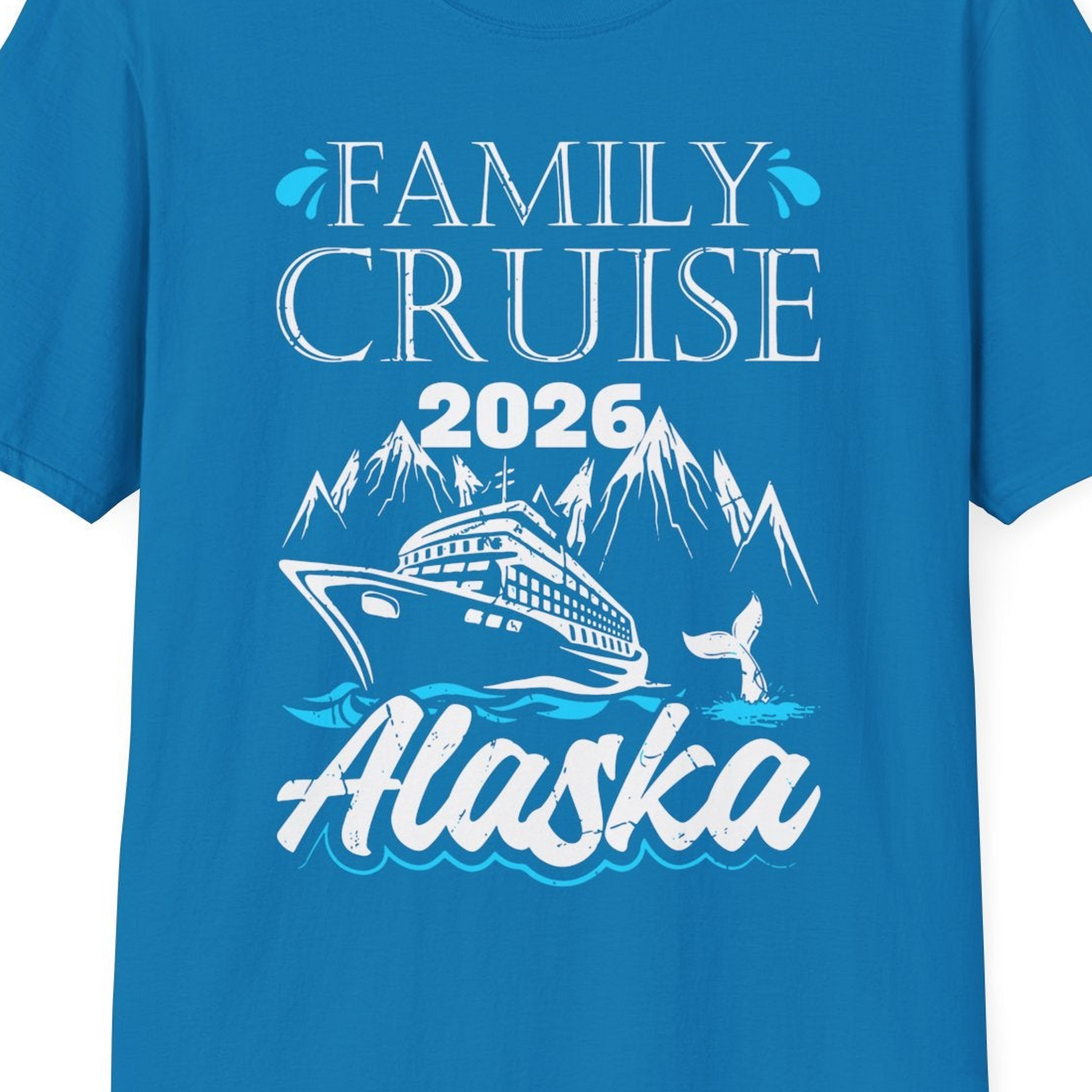Alaska Family Cruise Shirt T-Shirt – Sapphire – Alaska Cruise Shirts Close Up