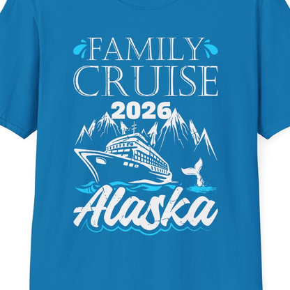 Alaska Family Cruise Shirt T-Shirt – Sapphire – Alaska Cruise Shirts Close Up
