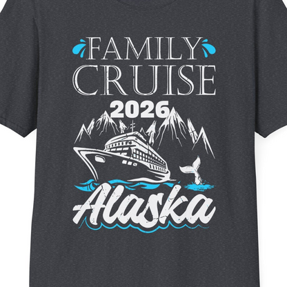Alaska Family Cruise Shirt T-Shirt – Dark Heather Grey – Alaska Cruise Shirts Close Up