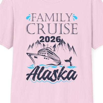 Alaska Family Cruise Shirt T-Shirt – Light Pink – Alaska Cruise Shirts Close Up