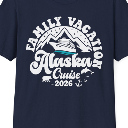 Alaska Family Cruise Shirt T-Shirt – Navy – Alaska Cruise Shirts Close Up