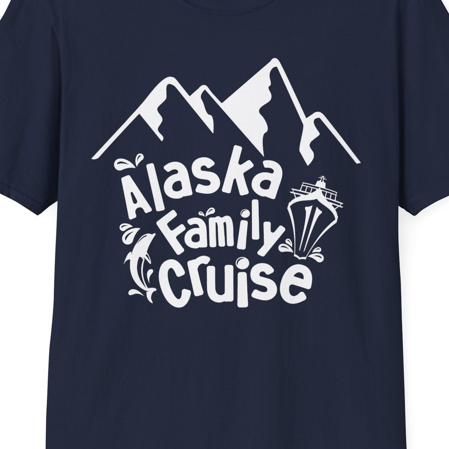 Alaska Family Cruise Adventure Shirt T-Shirt – Navy – Alaska Cruise Shirts Close Up
