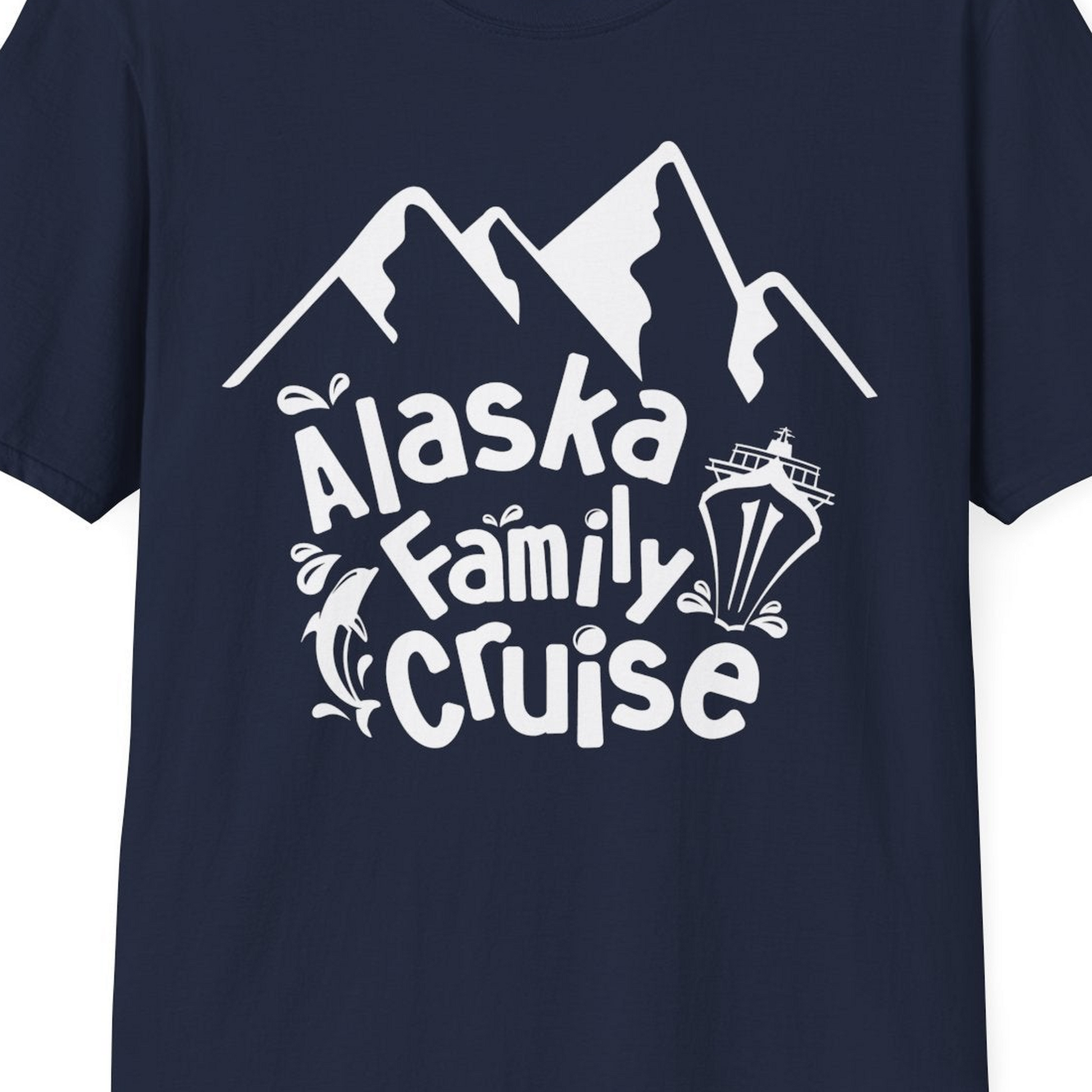 Alaska Family Cruise Adventure Shirt T-Shirt – Navy – Alaska Cruise Shirts Close Up