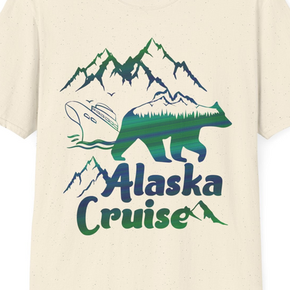 Alaska Cruise Bear Mountains Silhouette Shirt T-Shirt – Natural – Alaska Cruise Shirts Close Up
