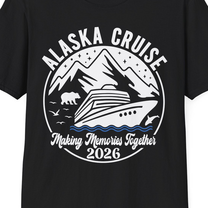 Alaska Cruise Adventure 2026 Shirt T-Shirt – Black – Alaska Cruise Shirts Close Up