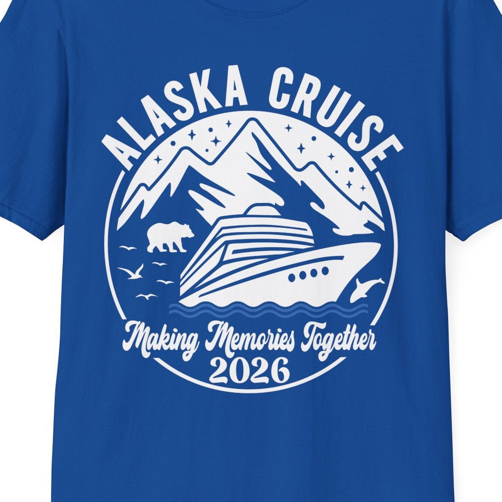 Alaska Cruise Adventure 2026 Shirt T-Shirt – Royal – Alaska Cruise Shirts Close Up