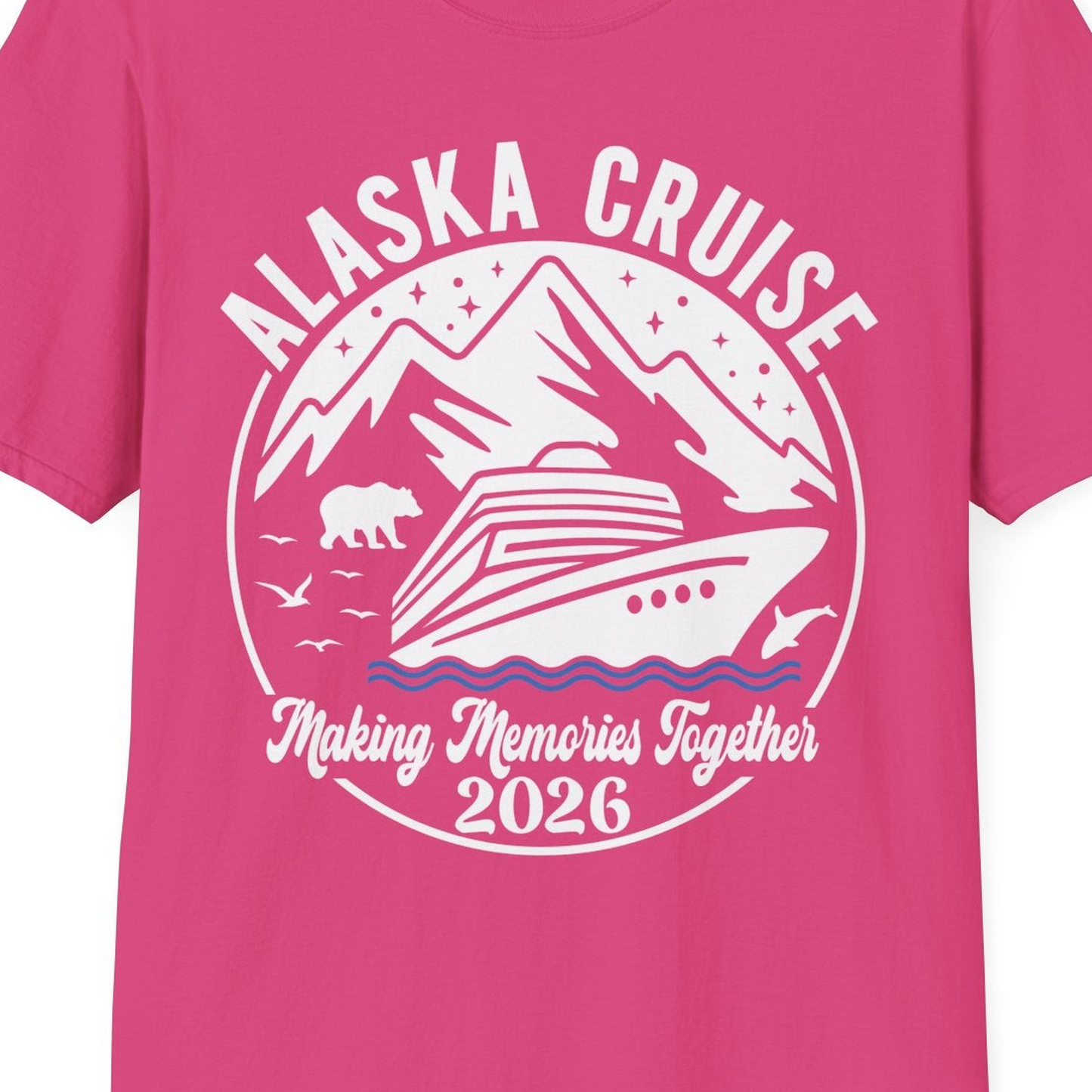 Alaska Cruise Adventure 2026 Shirt T-Shirt – Heliconia – Alaska Cruise Shirts Close Up