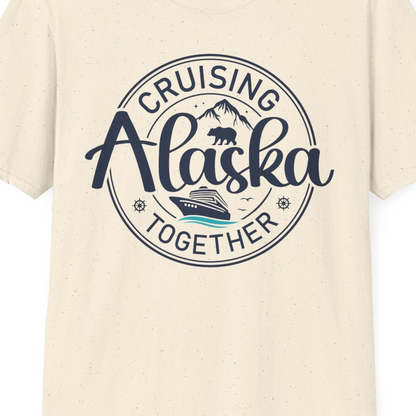 Alaska Cruise Adventure Retro Badge Shirt T-Shirt – Natural – Alaska Cruise Shirts Close Up
