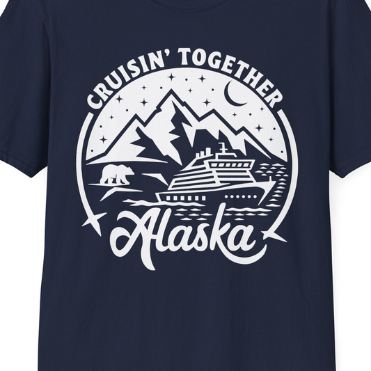 Alaska Cruise Adventure Shirt T-Shirt – Navy – Alaska Cruise Shirts Close Up