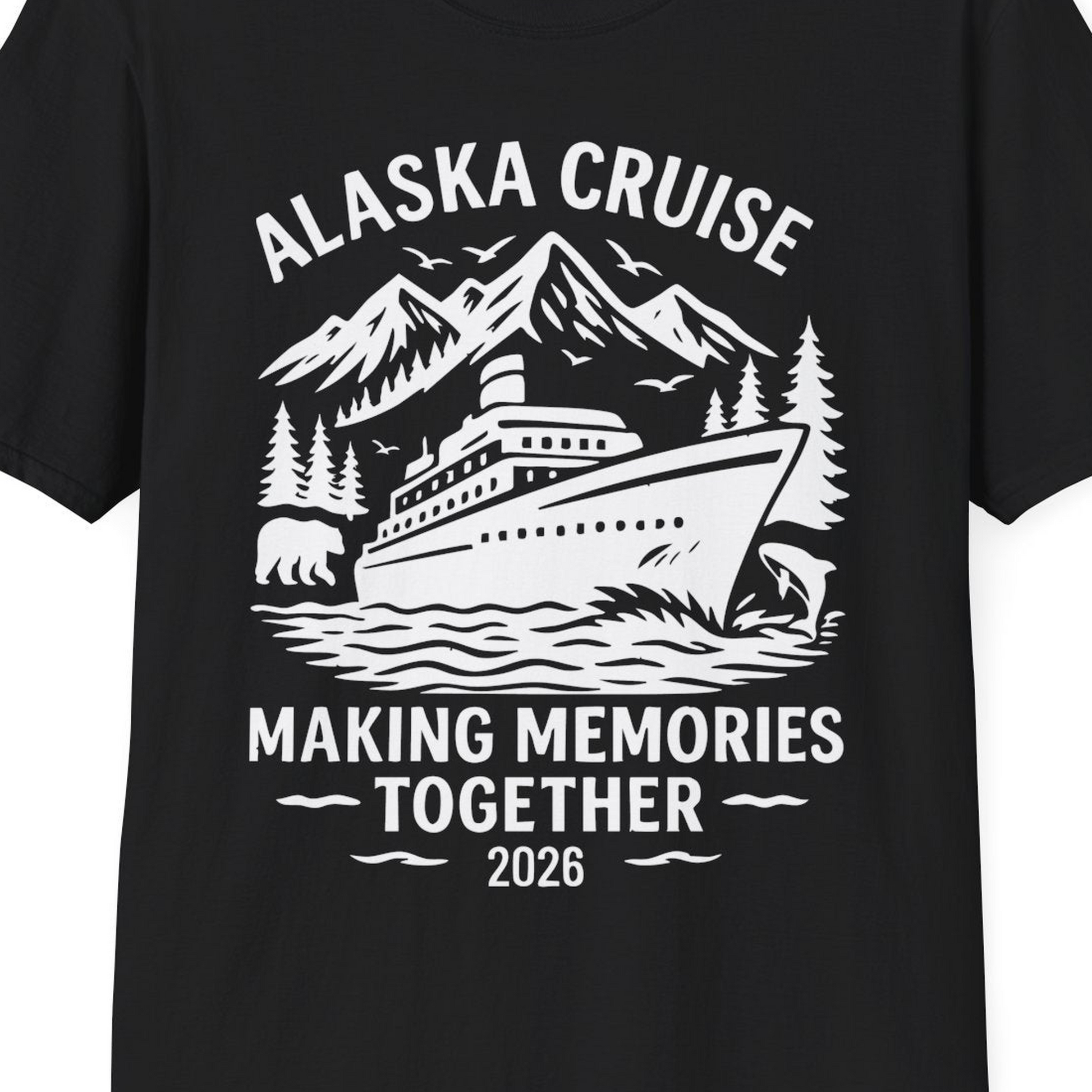 Alaska Cruise Shirt T-Shirt – Black – Alaska Cruise Shirts Close Up